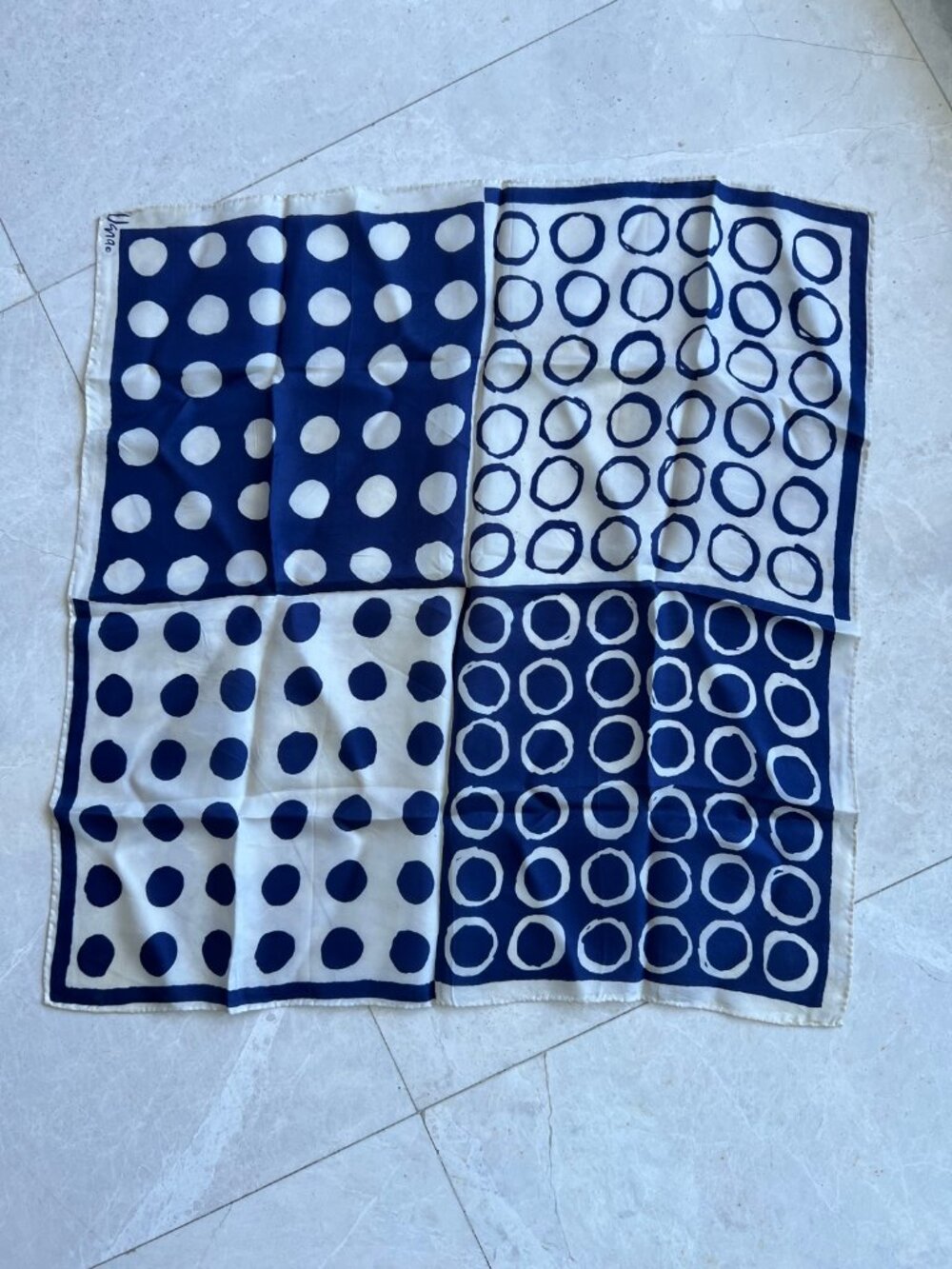 Vera Silk Scarf Set of 2 Blue Dot Blue Floral Squares